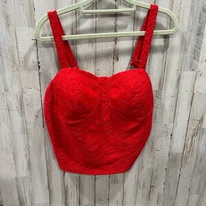New! No Boundaries Red Eyelet Lace Bustier Tank Top Cropped Juniors Size XL